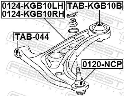 Lenker, Radaufhängung vorne links FEBEST 0124-KGB10LH Bild Lenker, Radaufhängung vorne links FEBEST 0124-KGB10LH