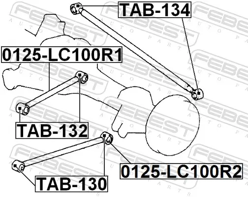 Lenker, Radaufhängung Hinterachse unten FEBEST 0125-LC100R2 Bild Lenker, Radaufhängung Hinterachse unten FEBEST 0125-LC100R2