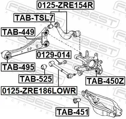 Lenker, Radaufhängung Hinterachse unten FEBEST 0125-ZRE154R Bild Lenker, Radaufhängung Hinterachse unten FEBEST 0125-ZRE154R