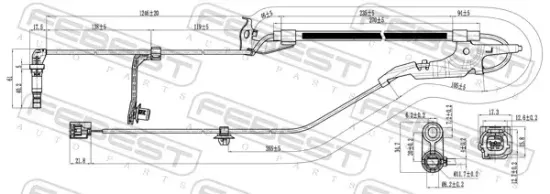 Sensor, Raddrehzahl Vorderachse links FEBEST 01606-016 Bild Sensor, Raddrehzahl Vorderachse links FEBEST 01606-016