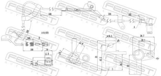 Sensor, Raddrehzahl Vorderachse rechts FEBEST 01606-018 Bild Sensor, Raddrehzahl Vorderachse rechts FEBEST 01606-018