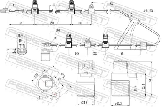 Sensor, Raddrehzahl Hinterachse links FEBEST 01606-021 Bild Sensor, Raddrehzahl Hinterachse links FEBEST 01606-021