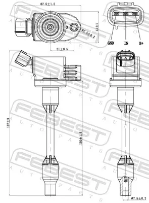 Zündspule FEBEST 01640-013 Bild Zündspule FEBEST 01640-013