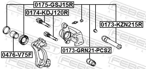 Faltenbalg, Bremssattelführung FEBEST 0173-GRN21-PCS2 Bild Faltenbalg, Bremssattelführung FEBEST 0173-GRN21-PCS2