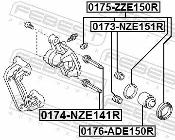 Faltenbalg, Bremssattelführung FEBEST 0173-NZE151R Bild Faltenbalg, Bremssattelführung FEBEST 0173-NZE151R