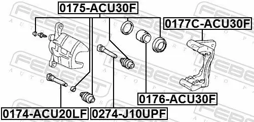 Reparatursatz, Bremssattel Vorderachse FEBEST 0175-ACU30F Bild Reparatursatz, Bremssattel Vorderachse FEBEST 0175-ACU30F