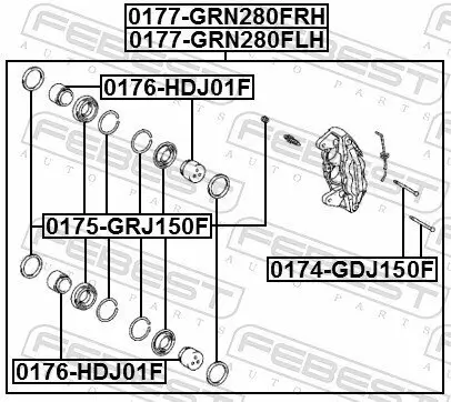 Reparatursatz, Bremssattel Vorderachse FEBEST 0175-GRJ150F Bild Reparatursatz, Bremssattel Vorderachse FEBEST 0175-GRJ150F
