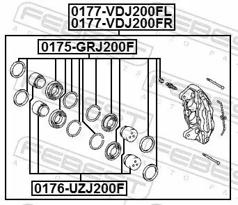 Reparatursatz, Bremssattel Vorderachse FEBEST 0175-GRJ200F Bild Reparatursatz, Bremssattel Vorderachse FEBEST 0175-GRJ200F