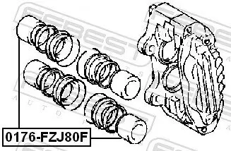 Kolben, Bremssattel Vorderachse FEBEST 0176-FZJ80F Bild Kolben, Bremssattel Vorderachse FEBEST 0176-FZJ80F