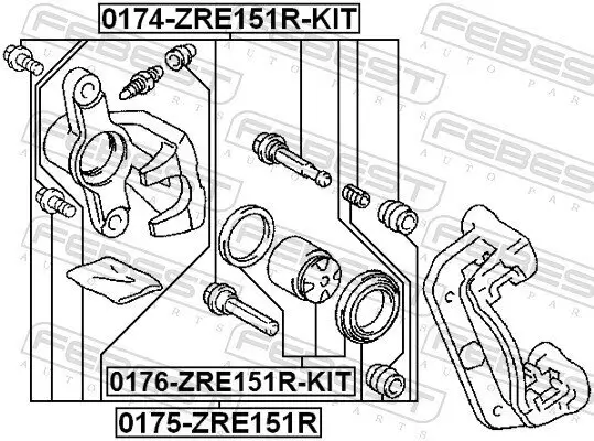 Reparatursatz, Bremssattel FEBEST 0176-ZRE151R-KIT Bild Reparatursatz, Bremssattel FEBEST 0176-ZRE151R-KIT