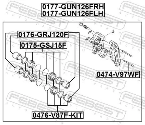Bremssattel Vorderachse links FEBEST 0177-GUN126FLH Bild Bremssattel Vorderachse links FEBEST 0177-GUN126FLH