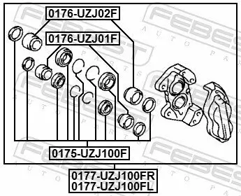 Bremssattel Vorderachse rechts FEBEST 0177-UZJ100FR Bild Bremssattel Vorderachse rechts FEBEST 0177-UZJ100FR