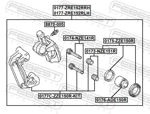 Bremssattel Hinterachse links FEBEST 0177-ZRE152RLH Bild Bremssattel Hinterachse links FEBEST 0177-ZRE152RLH