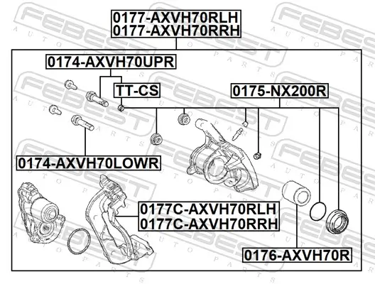 Bremssattelhaltersatz Hinterachse rechts FEBEST 0177C-AXVH70RRH Bild Bremssattelhaltersatz Hinterachse rechts FEBEST 0177C-AXVH70RRH