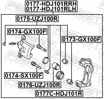 Bremssattelhaltersatz Hinterachse FEBEST 0177C-HDJ101R Bild Bremssattelhaltersatz Hinterachse FEBEST 0177C-HDJ101R