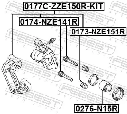 Bremssattelhaltersatz Hinterachse FEBEST 0177C-ZZE150R-KIT Bild Bremssattelhaltersatz Hinterachse FEBEST 0177C-ZZE150R-KIT
