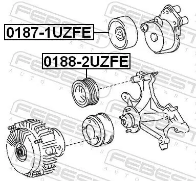 Spannrolle, Keilrippenriemen FEBEST 0187-1UZFE Bild Spannrolle, Keilrippenriemen FEBEST 0187-1UZFE
