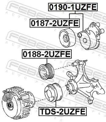 Riemenspanner, Keilrippenriemen FEBEST 0190-1UZFE Bild Riemenspanner, Keilrippenriemen FEBEST 0190-1UZFE