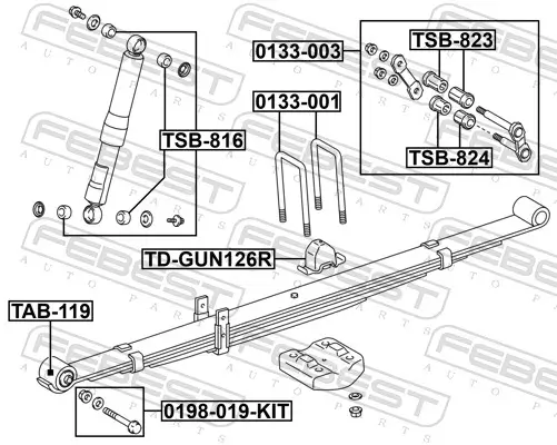 Reparatursatz, Führungsbolzen FEBEST 0198-019-KIT Bild Reparatursatz, Führungsbolzen FEBEST 0198-019-KIT