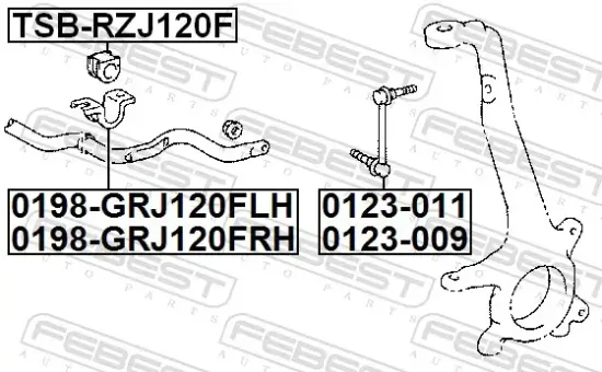 Halter, Stabilisatorlagerung Vorderachse rechts FEBEST 0198-GRJ120FRH Bild Halter, Stabilisatorlagerung Vorderachse rechts FEBEST 0198-GRJ120FRH