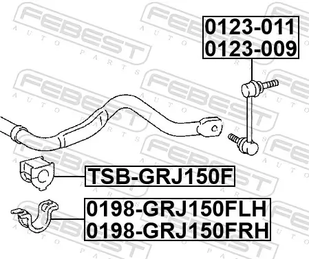 Halter, Stabilisatorlagerung Vorderachse rechts FEBEST 0198-GRJ150FRH Bild Halter, Stabilisatorlagerung Vorderachse rechts FEBEST 0198-GRJ150FRH
