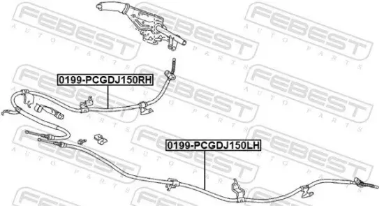 Seilzug, Feststellbremse FEBEST 0199-PCGDJ150LH Bild Seilzug, Feststellbremse FEBEST 0199-PCGDJ150LH