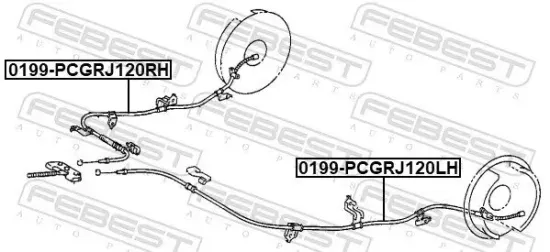 Seilzug, Feststellbremse hinten rechts FEBEST 0199-PCGRJ120RH Bild Seilzug, Feststellbremse hinten rechts FEBEST 0199-PCGRJ120RH