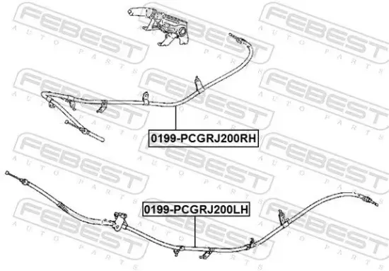 Seilzug, Feststellbremse FEBEST 0199-PCGRJ200LH Bild Seilzug, Feststellbremse FEBEST 0199-PCGRJ200LH