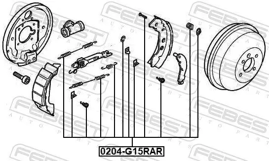 Zubehörsatz, Feststellbremsbacken FEBEST 0204-G15RAR-KIT Bild Zubehörsatz, Feststellbremsbacken FEBEST 0204-G15RAR-KIT