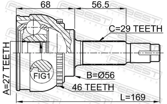 Gelenksatz, Antriebswelle Vorderachse radseitig FEBEST 0210-040A46 Bild Gelenksatz, Antriebswelle Vorderachse radseitig FEBEST 0210-040A46