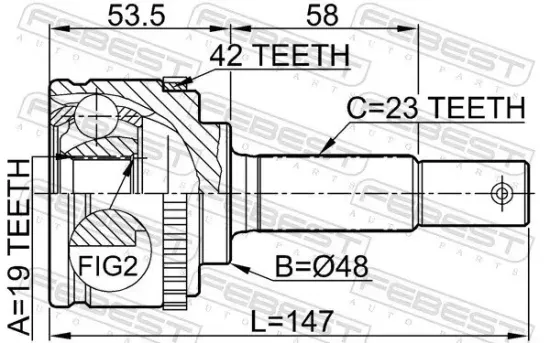 Gelenksatz, Antriebswelle radseitig Vorderachse FEBEST 0210-043A42 Bild Gelenksatz, Antriebswelle radseitig Vorderachse FEBEST 0210-043A42
