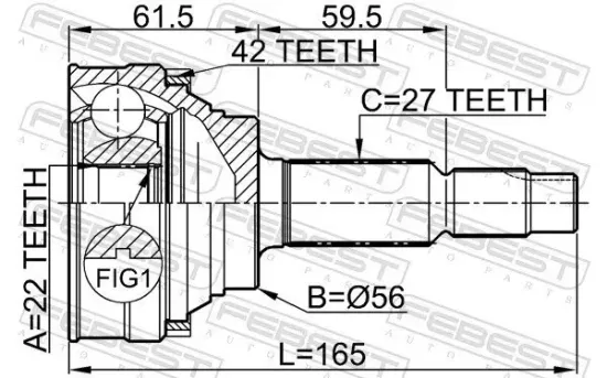 Gelenksatz, Antriebswelle radseitig Vorderachse FEBEST 0210-051A42 Bild Gelenksatz, Antriebswelle radseitig Vorderachse FEBEST 0210-051A42