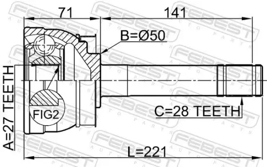 Gelenksatz, Antriebswelle Vorderachse radseitig FEBEST 0210-064 Bild Gelenksatz, Antriebswelle Vorderachse radseitig FEBEST 0210-064
