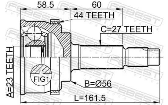 Gelenksatz, Antriebswelle Vorderachse radseitig FEBEST 0210-066A44 Bild Gelenksatz, Antriebswelle Vorderachse radseitig FEBEST 0210-066A44