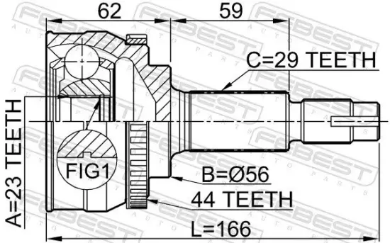 Gelenksatz, Antriebswelle radseitig Vorderachse FEBEST 0210-072A44 Bild Gelenksatz, Antriebswelle radseitig Vorderachse FEBEST 0210-072A44