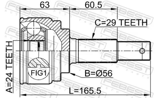 Gelenksatz, Antriebswelle Vorderachse radseitig FEBEST 0210-B30 Bild Gelenksatz, Antriebswelle Vorderachse radseitig FEBEST 0210-B30