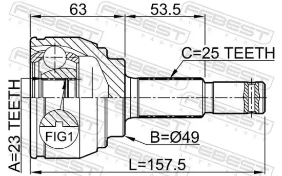Gelenksatz, Antriebswelle Vorderachse radseitig FEBEST 0210-C11 Bild Gelenksatz, Antriebswelle Vorderachse radseitig FEBEST 0210-C11