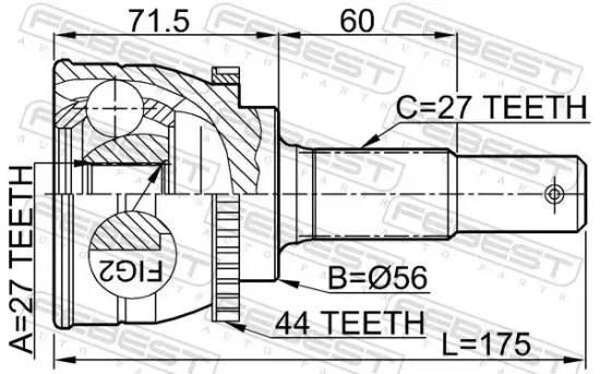Gelenksatz, Antriebswelle Vorderachse radseitig FEBEST 0210-C24A44 Bild Gelenksatz, Antriebswelle Vorderachse radseitig FEBEST 0210-C24A44
