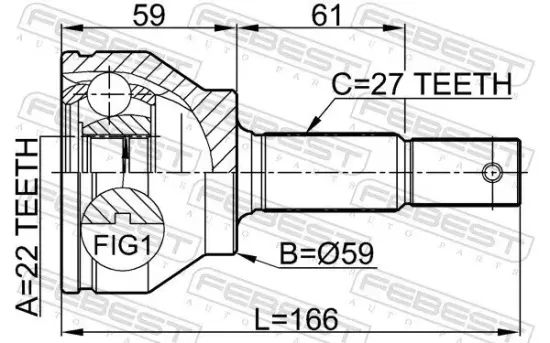 Gelenksatz, Antriebswelle radseitig Vorderachse FEBEST 0210-FX35 Bild Gelenksatz, Antriebswelle radseitig Vorderachse FEBEST 0210-FX35