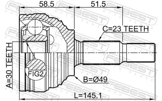 Gelenksatz, Antriebswelle Vorderachse radseitig FEBEST 0210-G15RA Bild Gelenksatz, Antriebswelle Vorderachse radseitig FEBEST 0210-G15RA