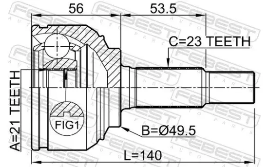 Gelenksatz, Antriebswelle radseitig Vorderachse FEBEST 0210-K12 Bild Gelenksatz, Antriebswelle radseitig Vorderachse FEBEST 0210-K12