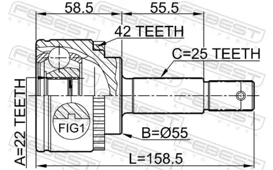 Gelenksatz, Antriebswelle radseitig Vorderachse FEBEST 0210-N16A42 Bild Gelenksatz, Antriebswelle radseitig Vorderachse FEBEST 0210-N16A42