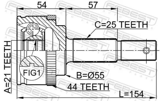 Gelenksatz, Antriebswelle radseitig Vorderachse FEBEST 0210-QG15A44 Bild Gelenksatz, Antriebswelle radseitig Vorderachse FEBEST 0210-QG15A44