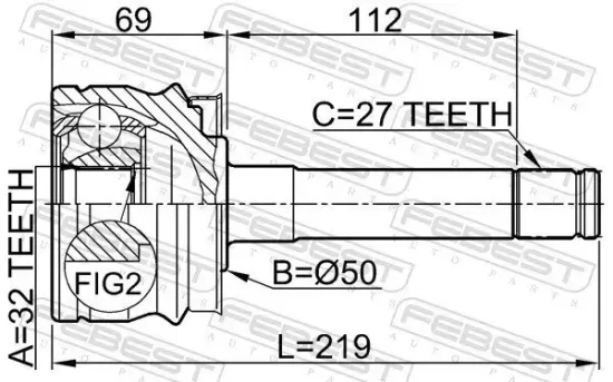 Gelenksatz, Antriebswelle FEBEST 0210-R20 Bild Gelenksatz, Antriebswelle FEBEST 0210-R20