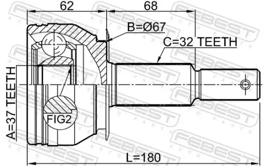 Gelenksatz, Antriebswelle Hinterachse radseitig FEBEST 0210-R51R37 Bild Gelenksatz, Antriebswelle Hinterachse radseitig FEBEST 0210-R51R37