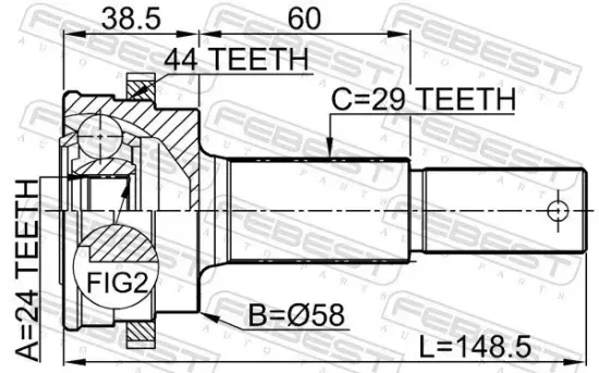 Gelenksatz, Antriebswelle radseitig Hinterachse FEBEST 0210-T30RA44 Bild Gelenksatz, Antriebswelle radseitig Hinterachse FEBEST 0210-T30RA44