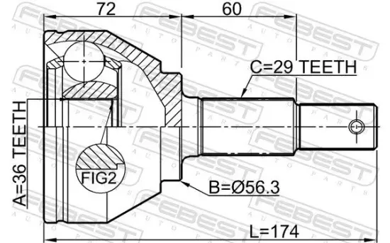 Gelenksatz, Antriebswelle FEBEST 0210-T31M9 Bild Gelenksatz, Antriebswelle FEBEST 0210-T31M9