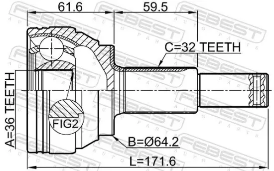 Gelenksatz, Antriebswelle radseitig Hinterachse FEBEST 0210-Y51R Bild Gelenksatz, Antriebswelle radseitig Hinterachse FEBEST 0210-Y51R