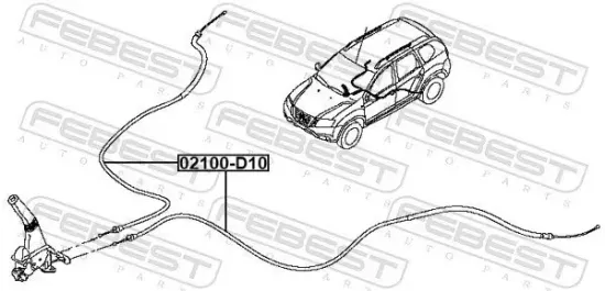Seilzug, Feststellbremse vorne links vorne rechts FEBEST 02100-D10 Bild Seilzug, Feststellbremse vorne links vorne rechts FEBEST 02100-D10