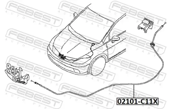 Motorhaubenzug FEBEST 02101-C11X Bild Motorhaubenzug FEBEST 02101-C11X